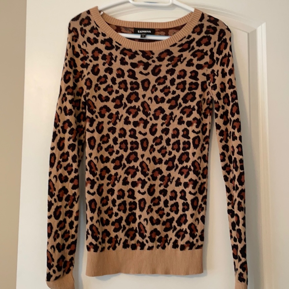 Express leopard crew neck sweater size small